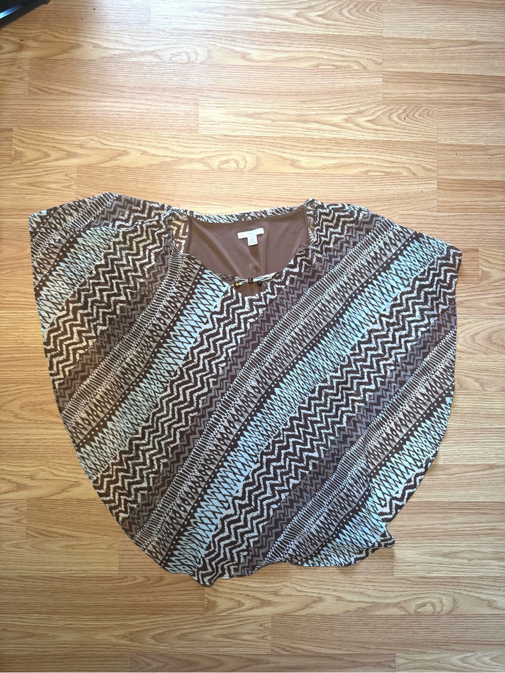 Brown and Teal Patterned Women’s Top